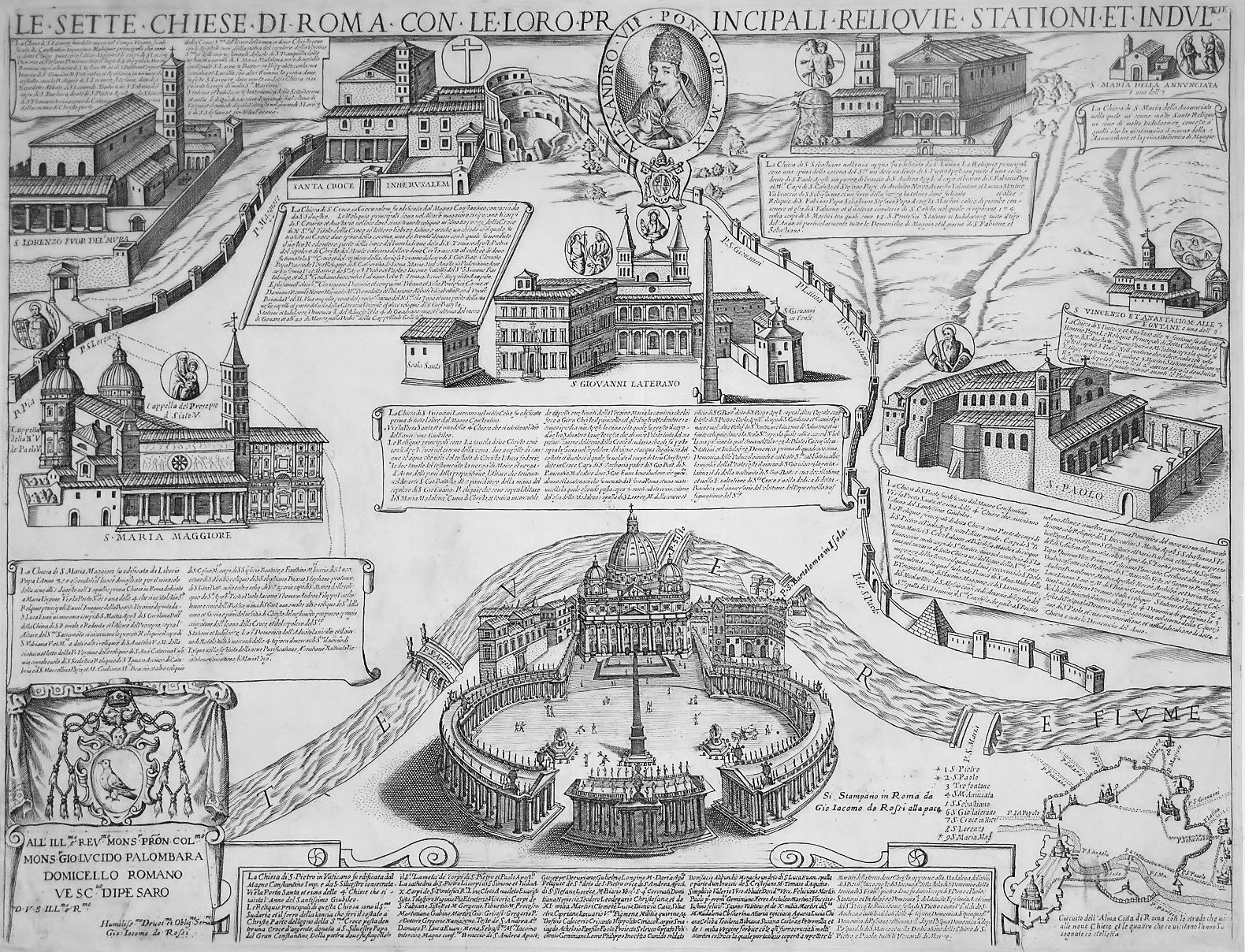 A 1599 map illustrating Rome's 7 Pilgrim Churches [source: Wikipedia]